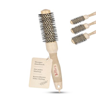 KANSAI Green Professional Round Brush No. 1 | 25 mm | Bio-Based with 20% Straw | Nano Ionic Ceramic Core up to 110°C | Fast Heat Transfer & Large Air Vents | Soft Grip with Sectioning Pin