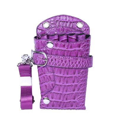 GDHKDDFL Scissor Holster for Hairdressers, PU Leather Tool Bag with Belt, Purple