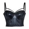 ZHANGAIQINYG Women's Black Leather Cutout Push-Up Bra for Nightclubs and Parties view 1