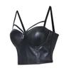 ZHANGAIQINYG Women's Black Leather Cutout Push-Up Bra for Nightclubs and Parties view 2