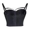ZHANGAIQINYG Women's Black Leather Cutout Push-Up Bra for Nightclubs and Parties view 3