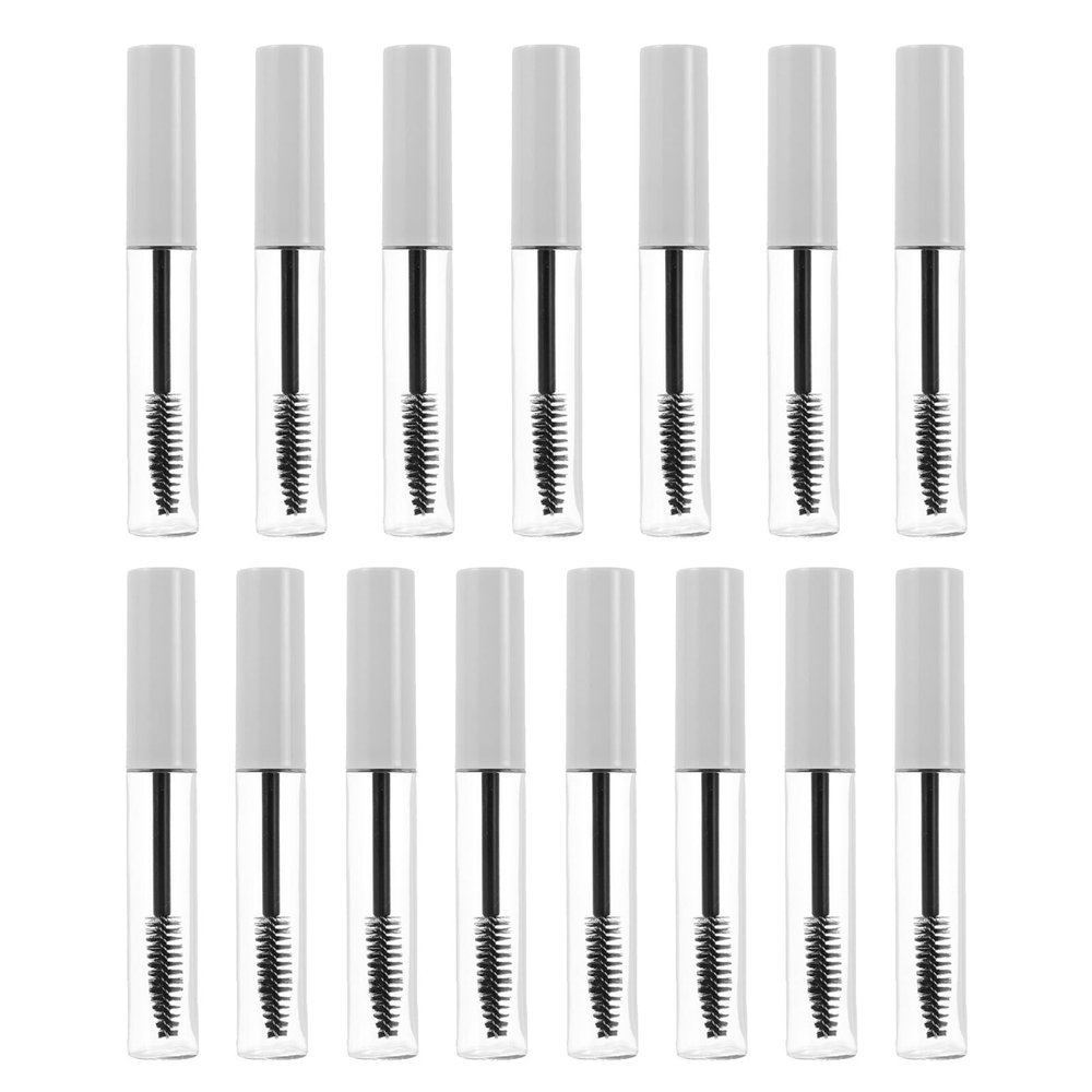 Ipetboom 15-Pack 10 ml Refillable Mascara Tubes, Clear, with Lash Brushes