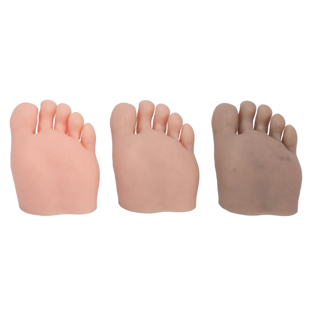 3-Piece Silicone Foot Model Set, Left Half-Foot Design with Toes for Nail Art and Pedicure Practice