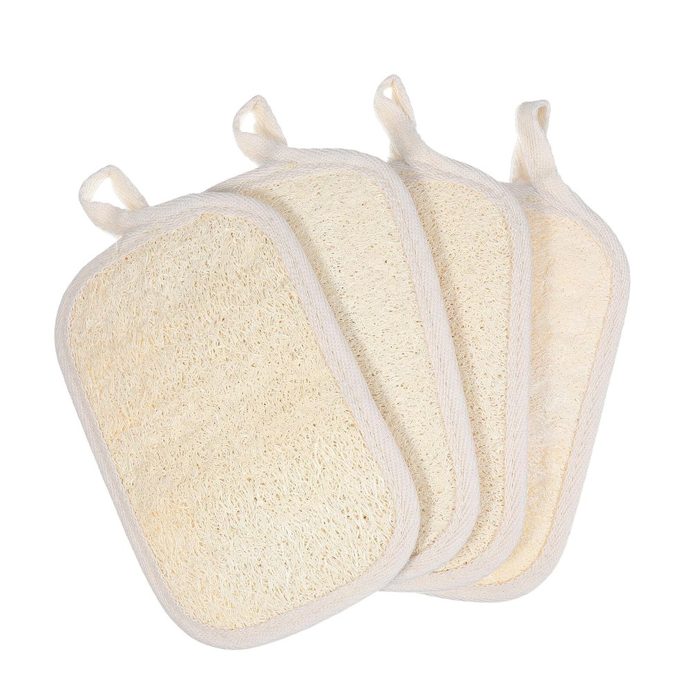 Mobestech 4-Piece Natural Loofah Exfoliating Sponge Set