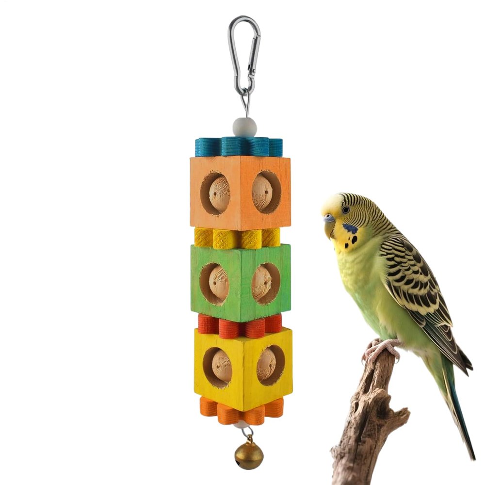 Generic Bird Toy - Hanging Wood Block Beak Care Toy