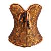 Women's Gothic Full-Bust Corset Top with Floral Print, Front Hooks & Lace-Up Back view 3