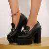 Women's Chunky Platform Mary Jane High Heels with Rhinestone Buckle view 2