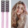 12-Piece 20-Inch Heat-Resistant Hair Tinsel Extensions, Purple-Red view 1