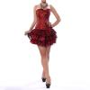 Women's Halloween Gothic Corset with Floral Print, Off-Shoulder Overbust Design view 2