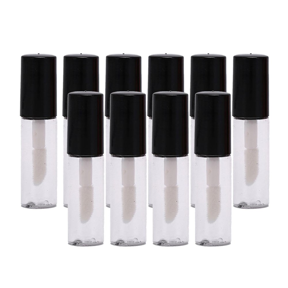 YIXANNX Empty Lip Gloss Tubes, Refillable Balm Containers, Black, 4.3 x 1 cm