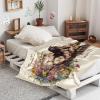 Spring German Shepherd Flannel Throw Blanket, 40 x 50.3 in, Aesthetic Floral Pattern view 4