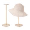 UNICRAFTALE 2-Piece Wooden Hat Stand Set, Round Cowboy Hat Holder, Wig and Helmet Organizer, 15 x 40 cm view 1