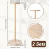 UNICRAFTALE 2-Piece Wooden Hat Stand Set, Round Cowboy Hat Holder, Wig and Helmet Organizer, 15 x 40 cm view 2