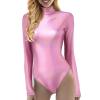 Women's Alien Costume - Metallic Space Bodysuit Top, Long Sleeve, Pink XXL view 1
