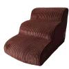 Matybobe Soft Pet Stairs with Corduroy Cover, 3-Step Ramp for Beds and Couches, Non-Slip, Coffee view 1