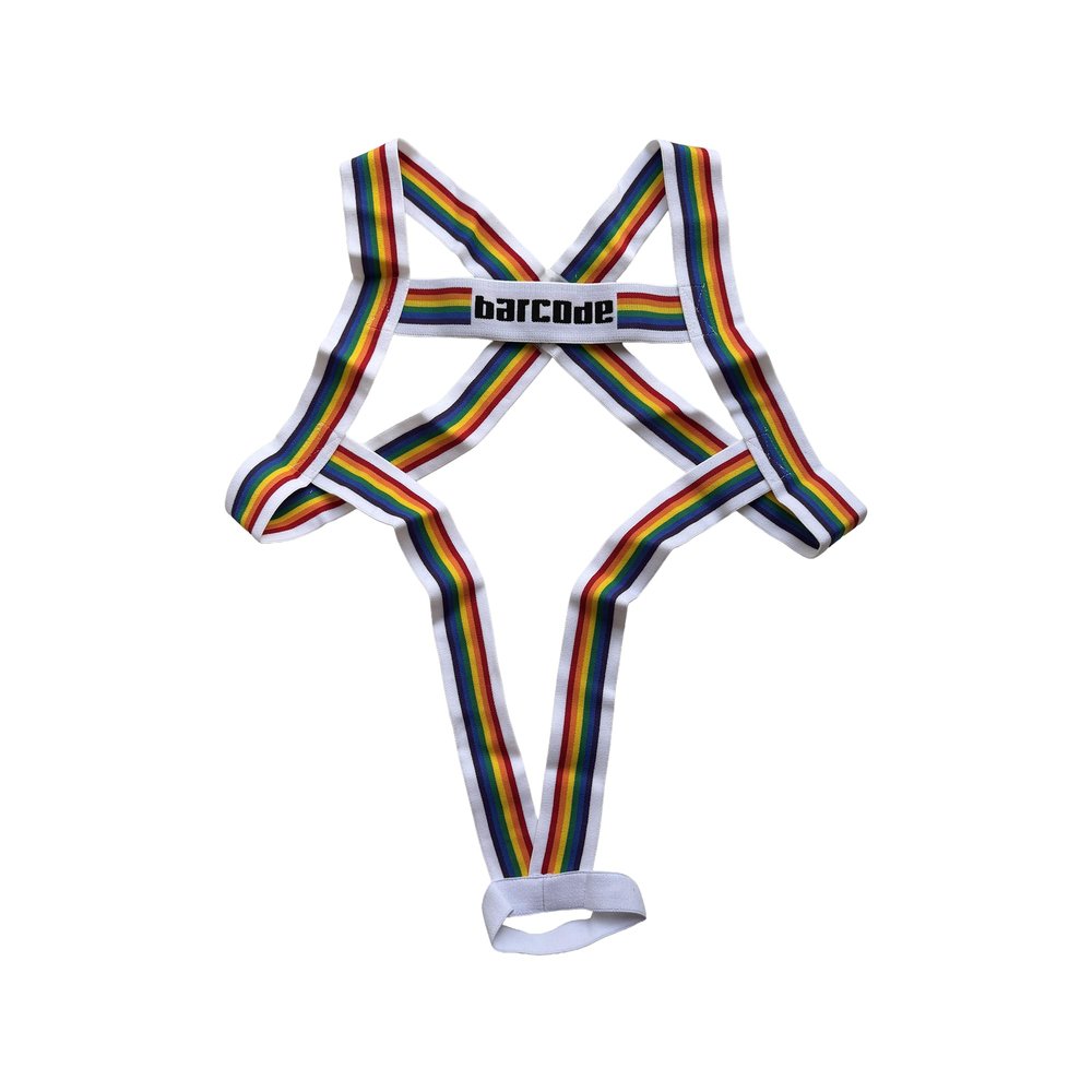 Barcode Berlin Men's Clubwear Body Harness Pride Ikem White - 1 x Size L/XL