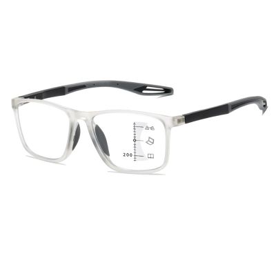 Men's and Women's Progressive Reading Glasses with Blue-Light Filter, TR90, Orange, 3.0X
