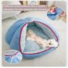 Winter-Warm 2-in-1 Plush Cat Cave Bed, Blue, M view 3