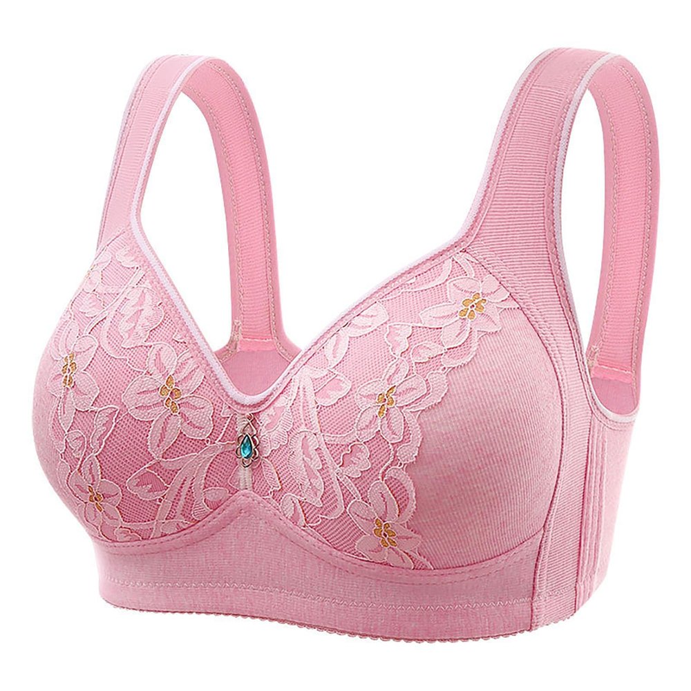 Uwdiohq Sexy Women's Seamless Bra, Wire-Free Push-Up, Strapless, Deep Plunge, Backless (Pink, F)