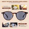 SKYWAY Retro Round Reading Sunglasses with UV400 Protection, Spring Hinges, Dark Brown Tortoiseshell, +3.5 view 3