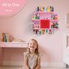 Magnetic Shelf for Tonie Figures, Wall Organizer for Toniebox, Pine Wood, Arch-Shaped, Large, Pink view 3