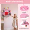 Magnetic Shelf for Tonie Figures, Wall Organizer for Toniebox, Pine Wood, Arch-Shaped, Large, Pink view 4