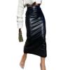 Women's PU Patent Leather High-Waist Stretch Pencil Maxi Skirt view 3