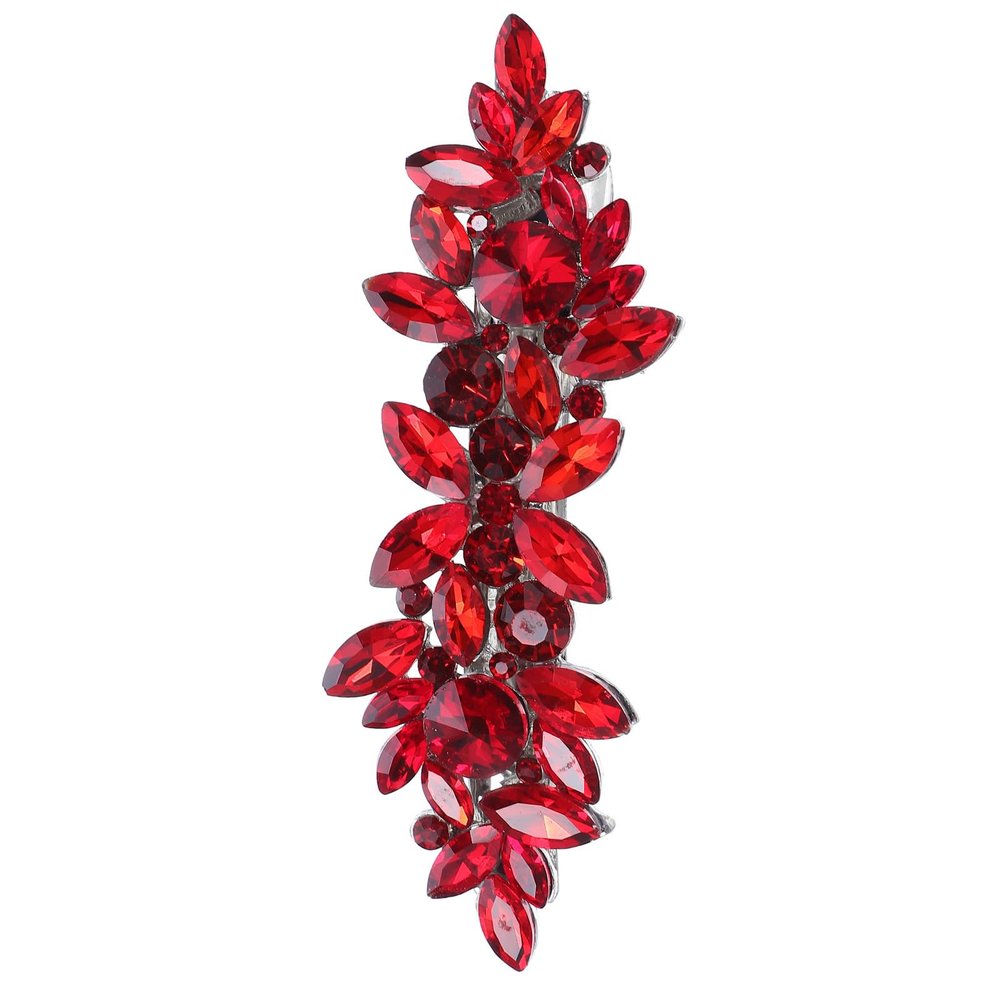 VICASKY Bridal Hair Clips, Lightweight Red Rhinestone Design