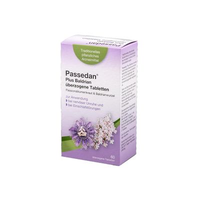 Passedan Plus Valerian Tablets, 60 Count – for Nervous Restlessness and Difficulty Falling Asleep, Herbal Medicine for Ages 12+