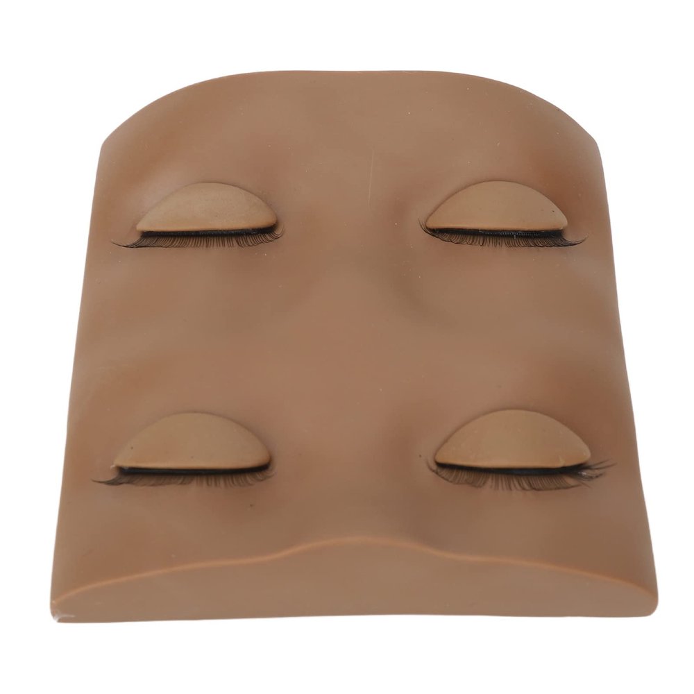 Cocoarm Eyelash Mannequin Head, Soft PVC Silicone with Replaceable Eyes, 3D Design for Eyelash Training and Makeup Practice (Coffee Color)