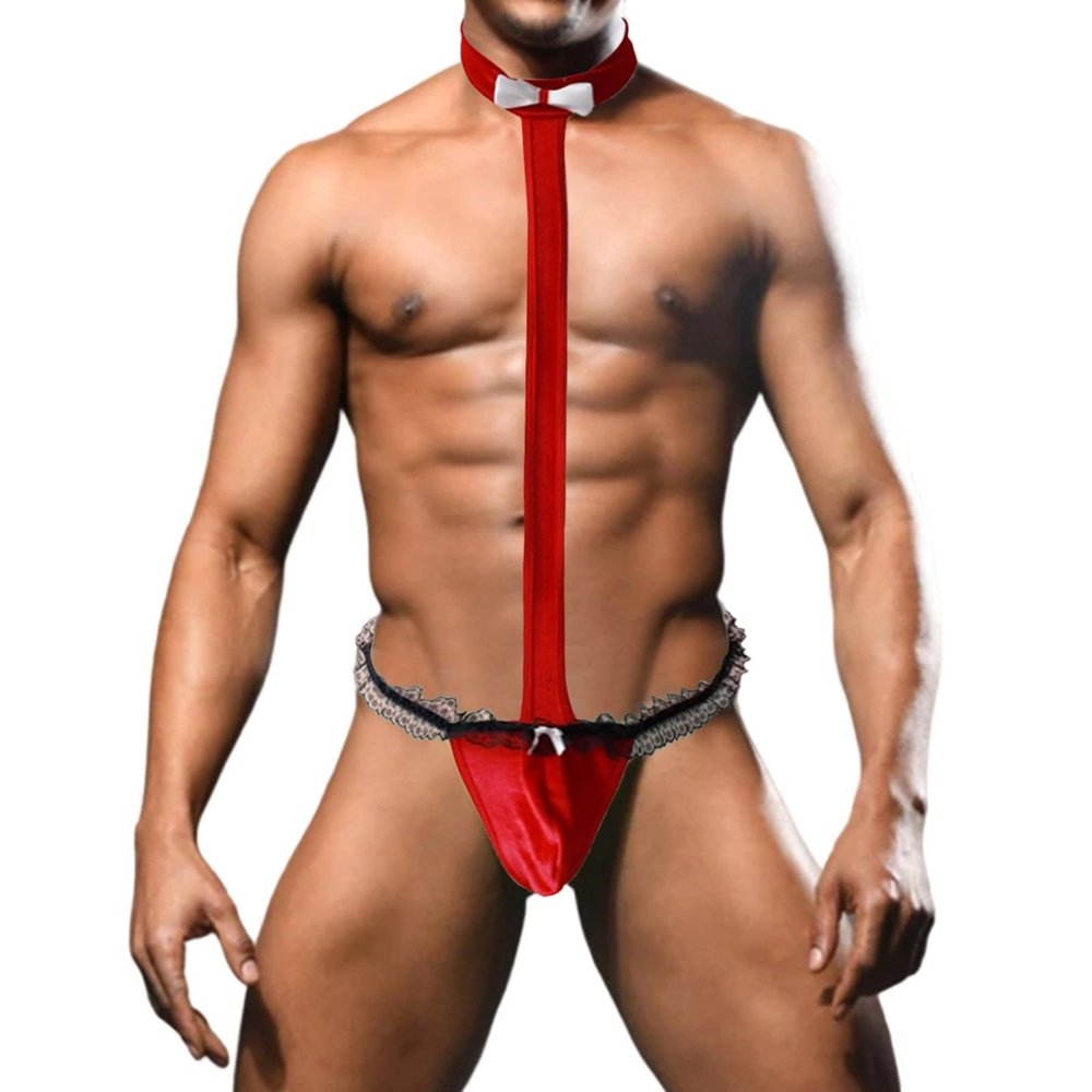 Hanraz Men's BDSM Sissy Lingerie – Transparent Bodystocking with Garter Belt & Harness