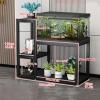 Aquarium Stand and Reptile Tank Shelf with Storage, Reinforced Steel Frame, Black, 90 x 35 cm view 2
