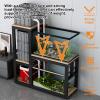 Aquarium Stand and Reptile Tank Shelf with Storage, Reinforced Steel Frame, Black, 90 x 35 cm view 4