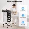 LKHDONG Salon Rolling Cart, 6-Tier Hairdressing Trolley with 5 Drawers and Casters, White view 4