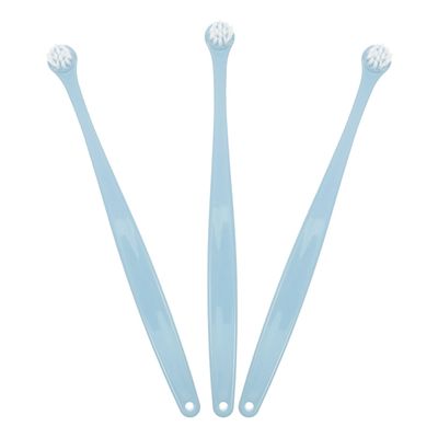 FONDOTIN 3-Piece Toothbrush Set for Small Dogs and Cats, Soft Bristles, Round Head, Ergonomic Handle