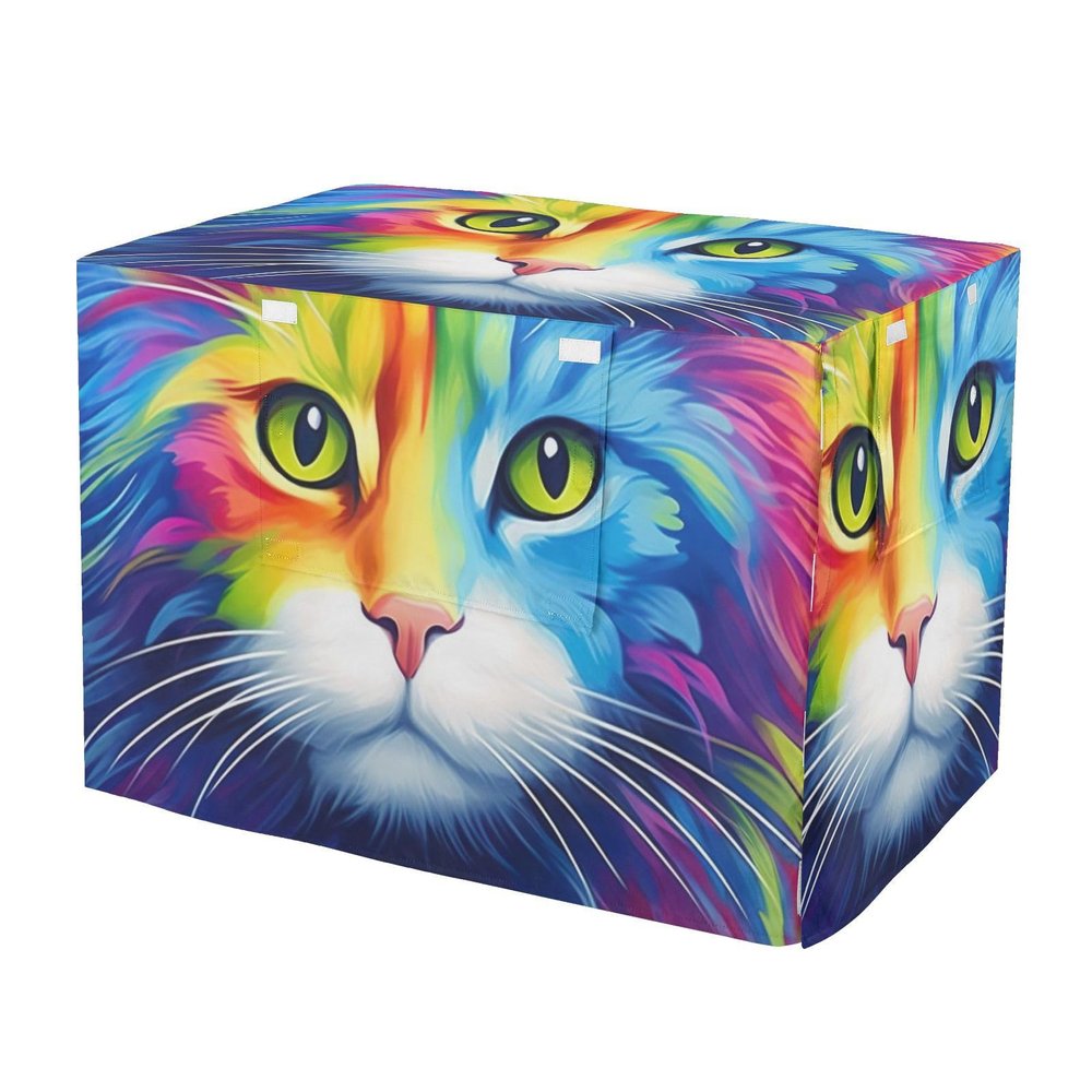 Cat Neon UV-Resistant Dog Crate Cover with Bottom Buckles and Mesh Windows, Size M