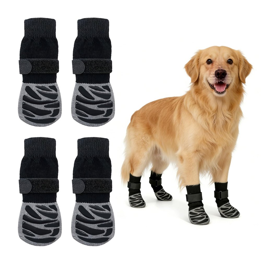 PETLESO 2 Pairs Anti-Slip Dog Socks with Adjustable Straps, XL