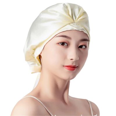 ETUELNOPT 16 Momme Mulberry Silk Satin Bonnet, 1 Layer, Yellow