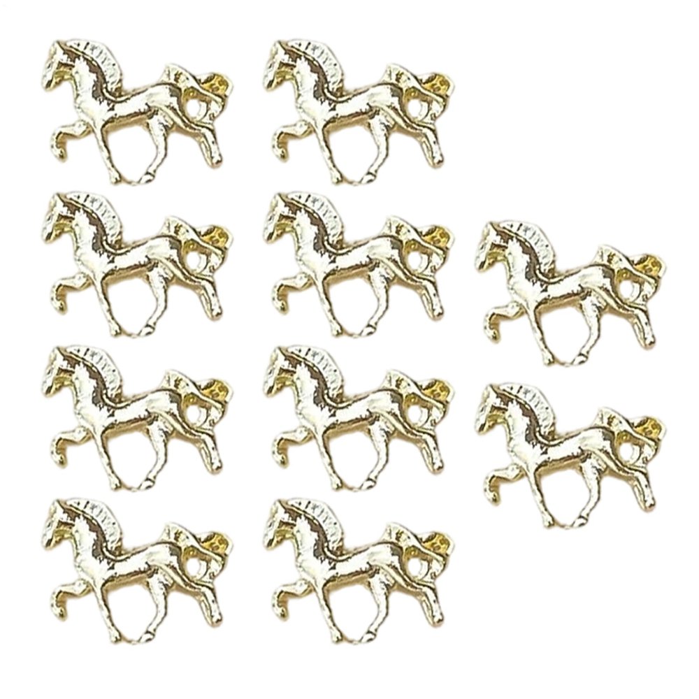 10-Piece Horse-Shaped Nail Charms and Gems