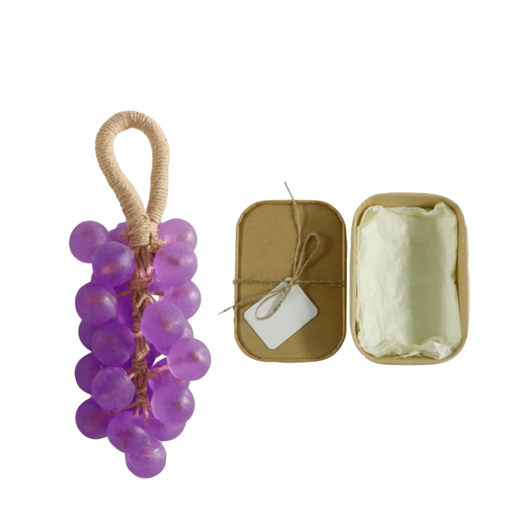 Grape Soap, Grape Knot Soap, Handmade Crystal Grape Soap on a Rope, Decorative Aromatherapy Soap for Bath and Hand Washing, Facial Cleansing for Women (1, Dark Purple)