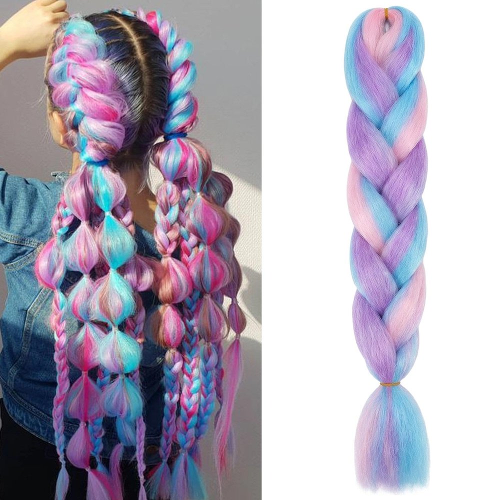 ZXTGBQ 2-Piece 24-Inch Jumbo Braid Extensions, Kanekalon Synthetic Hair, 3-Color Blend
