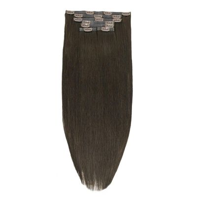 Edge Clip-In Human Hair Extensions, 7-Piece Remy Set, Invisible PU, Straight, Dark Brown, 20 in