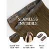 Edge Clip-In Human Hair Extensions, 7-Piece Remy Set, Invisible PU, Straight, Dark Brown, 20 in view 2