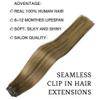 Edge Clip-In Human Hair Extensions, 7-Piece Remy Set, Invisible PU, Straight, Dark Brown, 20 in view 4