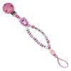 Pacifier Clip with Double Name and Birth Date "BR/TEDDYBR" Baby Pink/Pink/White view 1