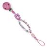 Pacifier Clip with Double Name and Birth Date "BR/TEDDYBR" Baby Pink/Pink/White view 2