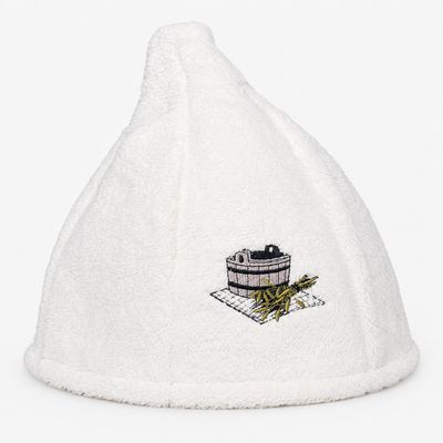 Sotra 100% Cotton Terry Sauna Cap, Unisex, White