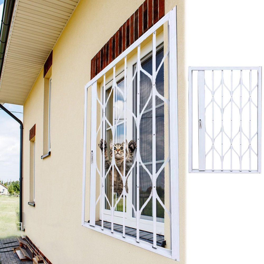 Adjustable White Pet Window Safety Guard, 90 x 180 cm