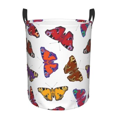 Round Butterfly Storage Basket, Waterproof Laundry Hamper