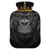 Hot Water Bottle with Cartoon Gorilla Crown, Velvet Cover, Foot Warmer, Small view 1
